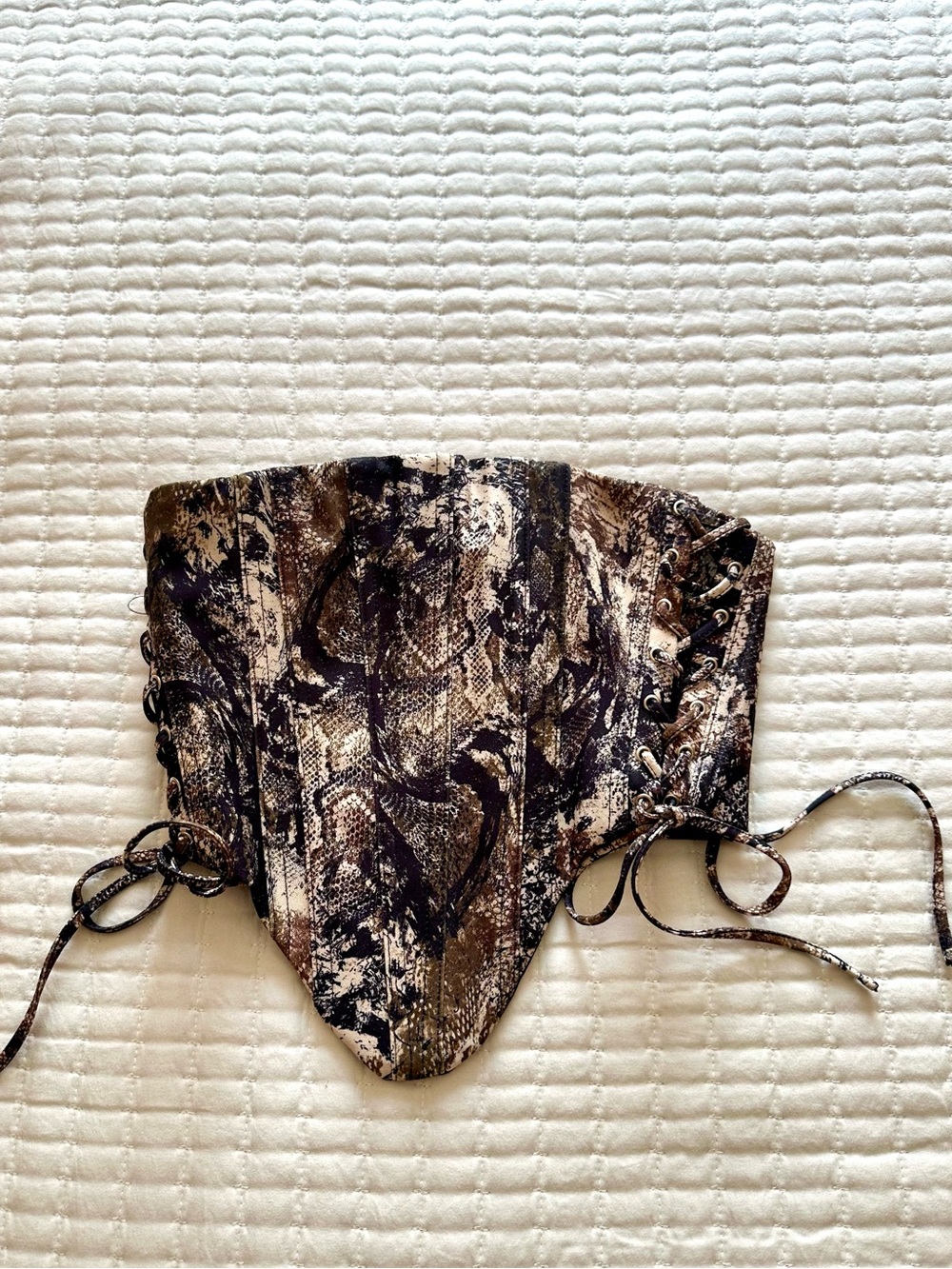 Women’s Brown Snake Print Lace-Up Corset